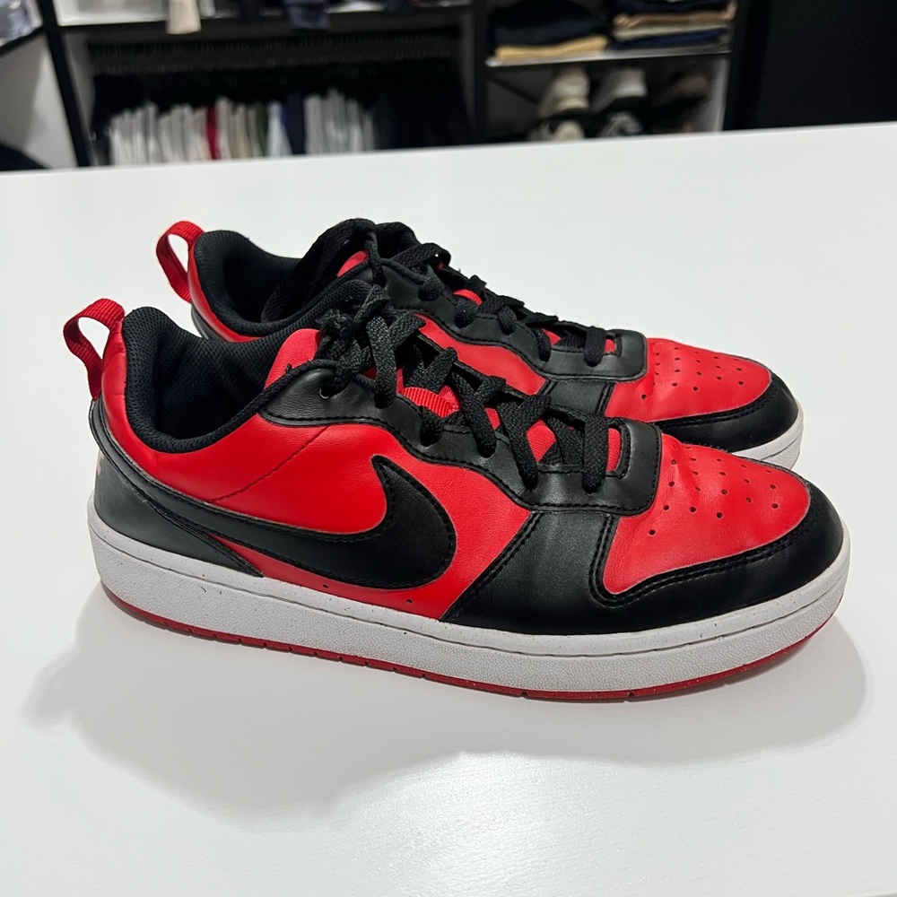 SOLD- Nike Red and Black Low Court Sneakers